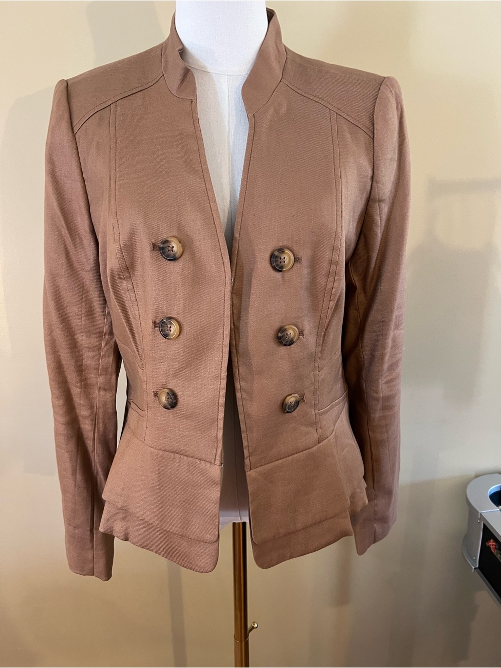 WHBM Dark Tan Double-Breasted Military-Style Jacket